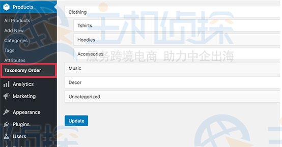 WooCommerce更改产品分类顺序