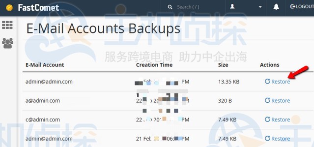 FastComet主机如何用cPanel面板还原电子邮件账户