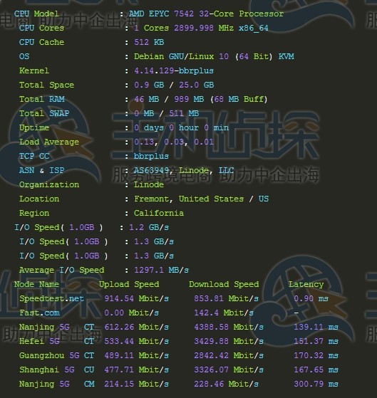linode加州机房测试