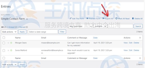 如何将WordPress表单导出到Excel中