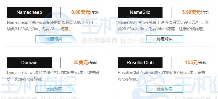 ws域名价格