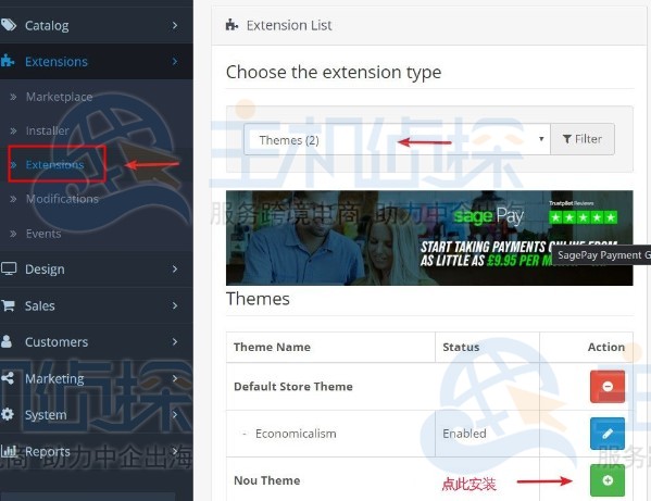 OpenCart主题安装