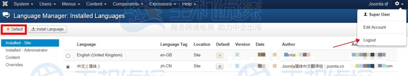 Joomla安装中文语言包教程