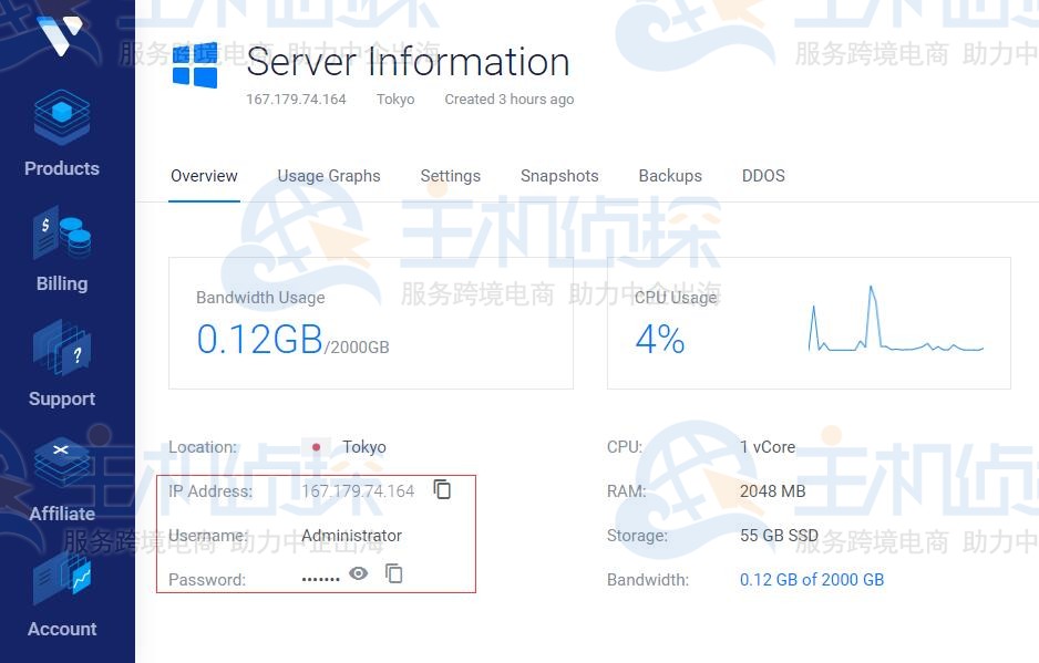 Vultr Windows主机的信息