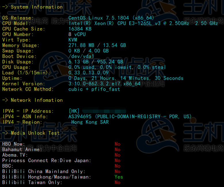 BlueHost香港服务器CPU内存现成测试