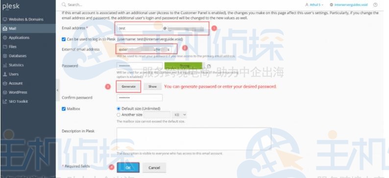 Plesk面板创建电子邮件账户