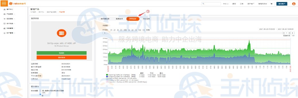 RAKsmart服务器流量查询