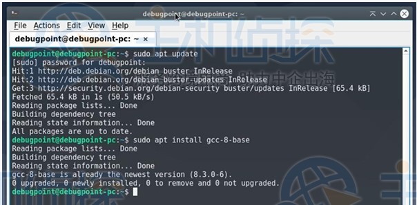 安装 gcc-8-base包