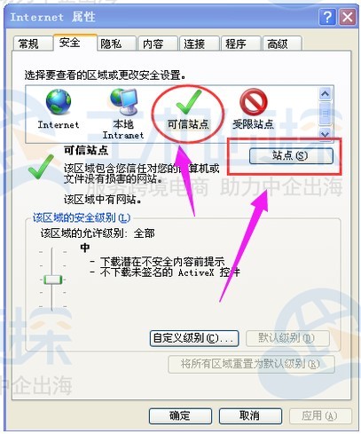 添加受信任的站点