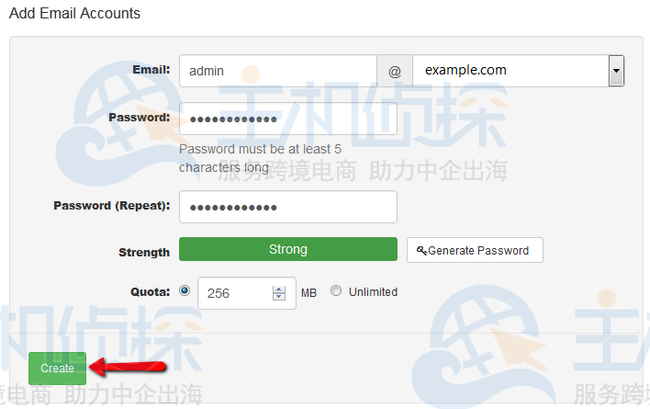 创建一个新的电子邮件帐户