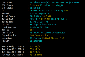RackNerd洛杉矶CPU和I/O读写