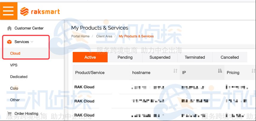 RAKsmart云服务器后台