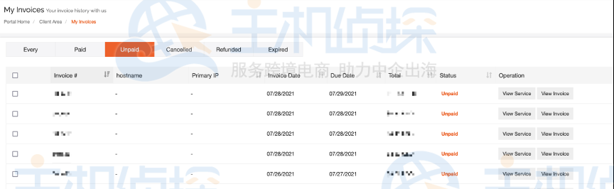 RAKsmart云服务器账单