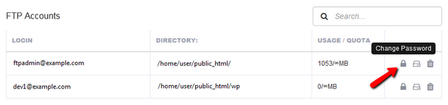 更改 FTP 帐户的密码