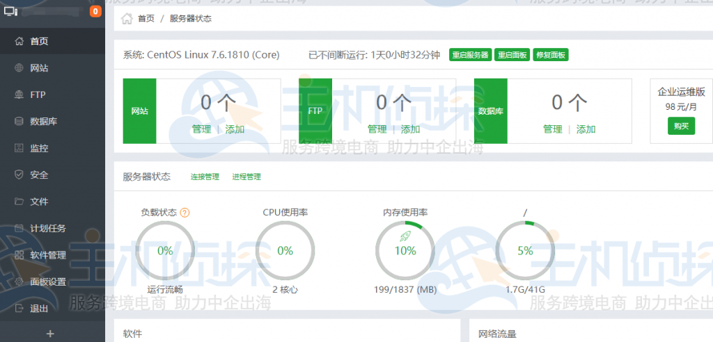 宝塔面板后台控制界面