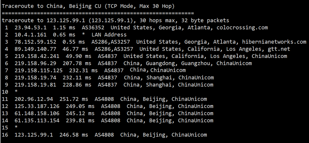 RackNerd回程路由追踪