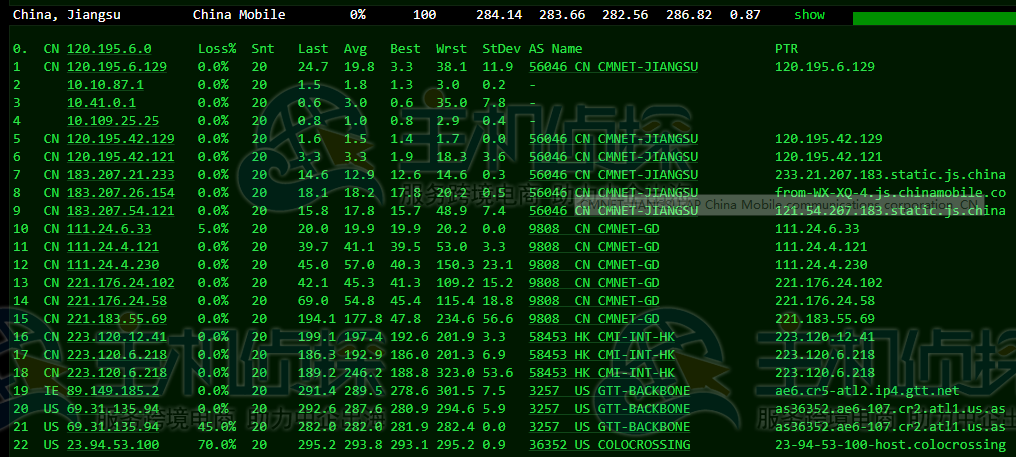 RackNerd去程路由追踪