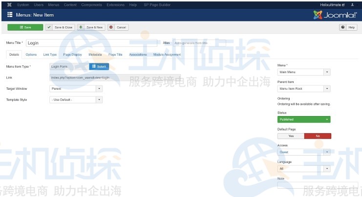 Joomla网站设置重定向和自定义登录