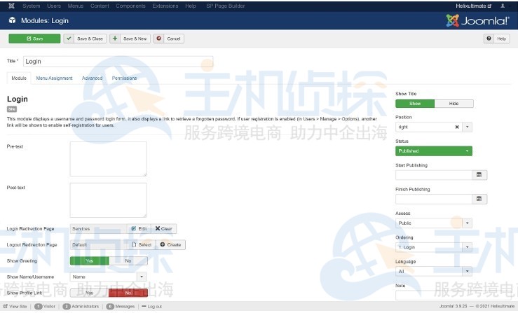 Joomla网站设置重定向和自定义登录