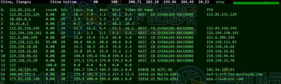 CloudCone洛杉矶机房优化线路路由测试