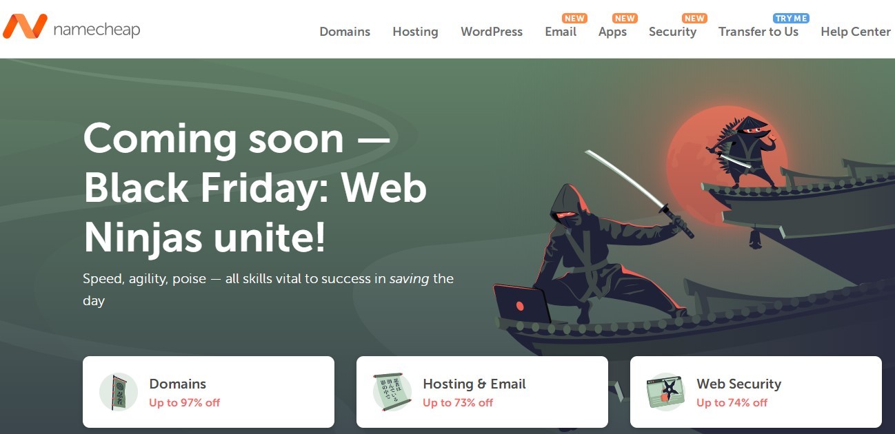 Namecheap黑五优惠活动 域名低至0.3折 com域名只要38元/年