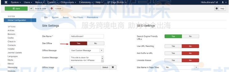 Joomla网站维护模式设置