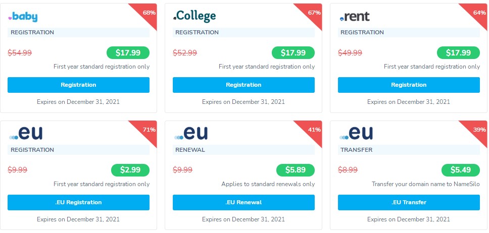 NameSilo优惠域名