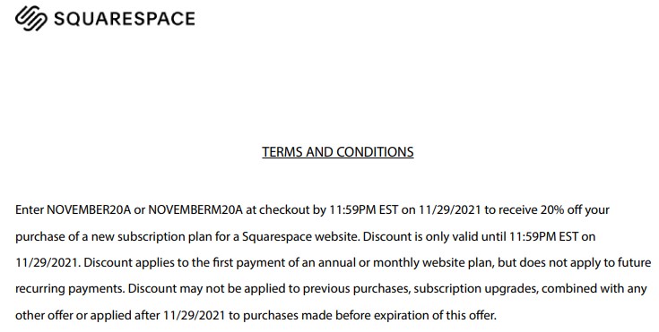 SquareSpace优惠活动