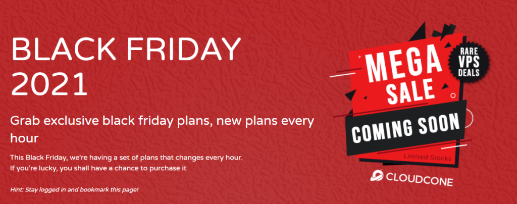 CloudCone黑五闪购活动预告