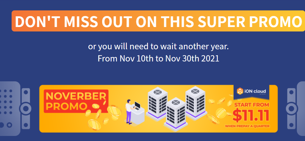 iON双十一大促 云主机低至$11.11/月
