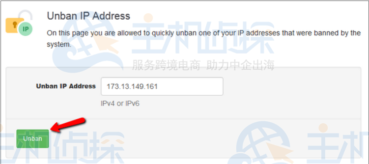 取消禁止 IP 地址