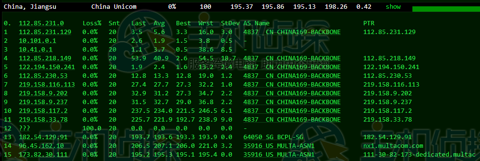 RackNerd特价美国VPS去程路由追踪