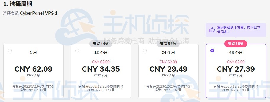 Hostinger CyberPanel VPS账单周期