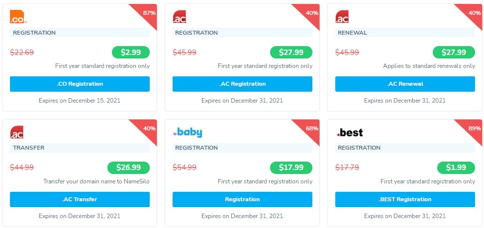 NameSilo域名购买优惠