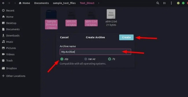 使用GUI在Linux中压缩文件夹