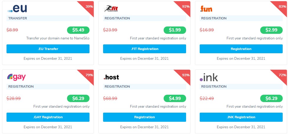 NameSilo域名购买优惠