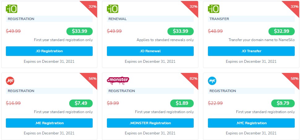 NameSilo域名购买优惠