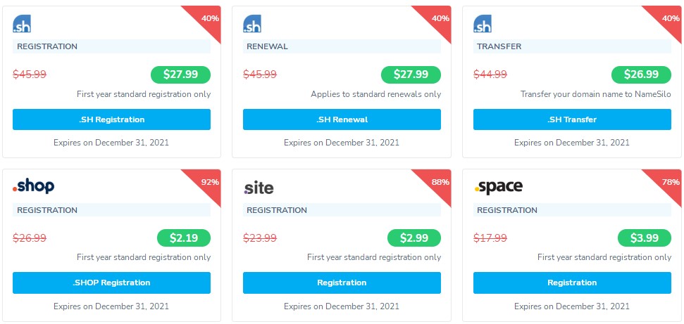 NameSilo域名购买优惠