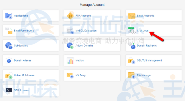 通过您的客户区访问 Cron 作业菜单