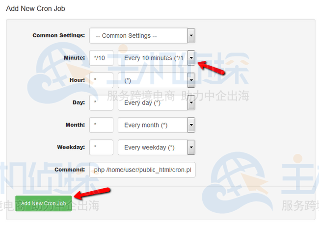 配置新的 Cron 作业