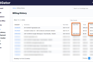 带有未付发票的账单历史