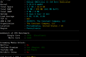 Vultr测评：南美巴西圣保罗机房速度/性能
