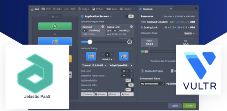 Vultr应用市场推出Jelastic PaaS轻量级版本