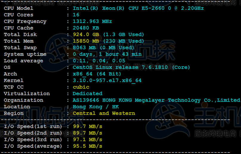 Megalayer香港CN2服务器评测