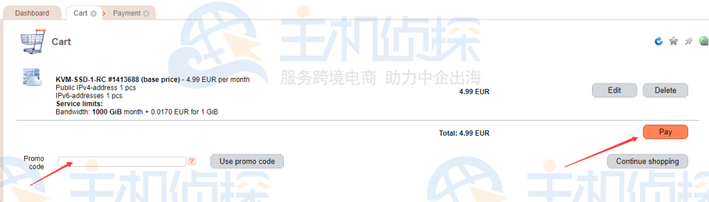 Gcorelabs结算页面