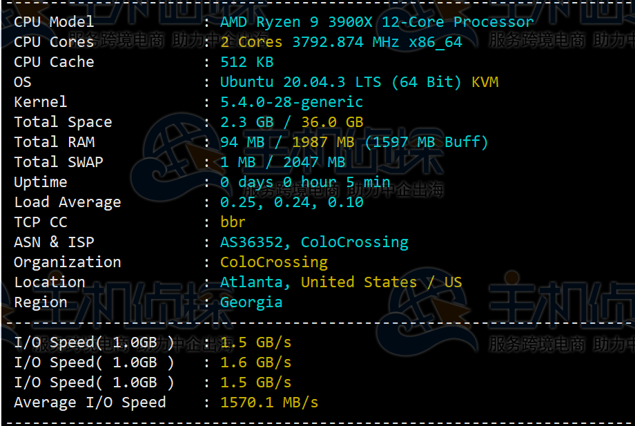 RackNerd AMD Ryzen VPS亚特兰大机房评测