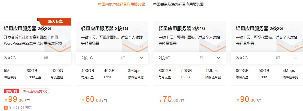 阿里云轻量应用服务器方案介绍