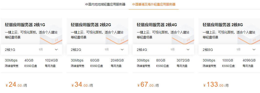 阿里云轻量应用服务器方案介绍