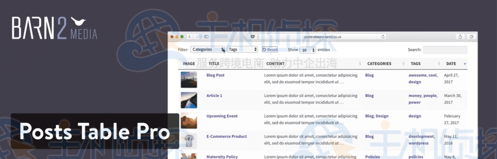 WordPress插件-Posts Table Pro
