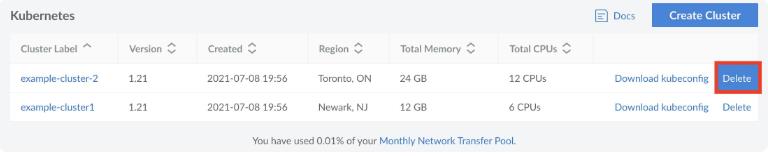 如何使用Linode云管理器删除Kubernetes集群